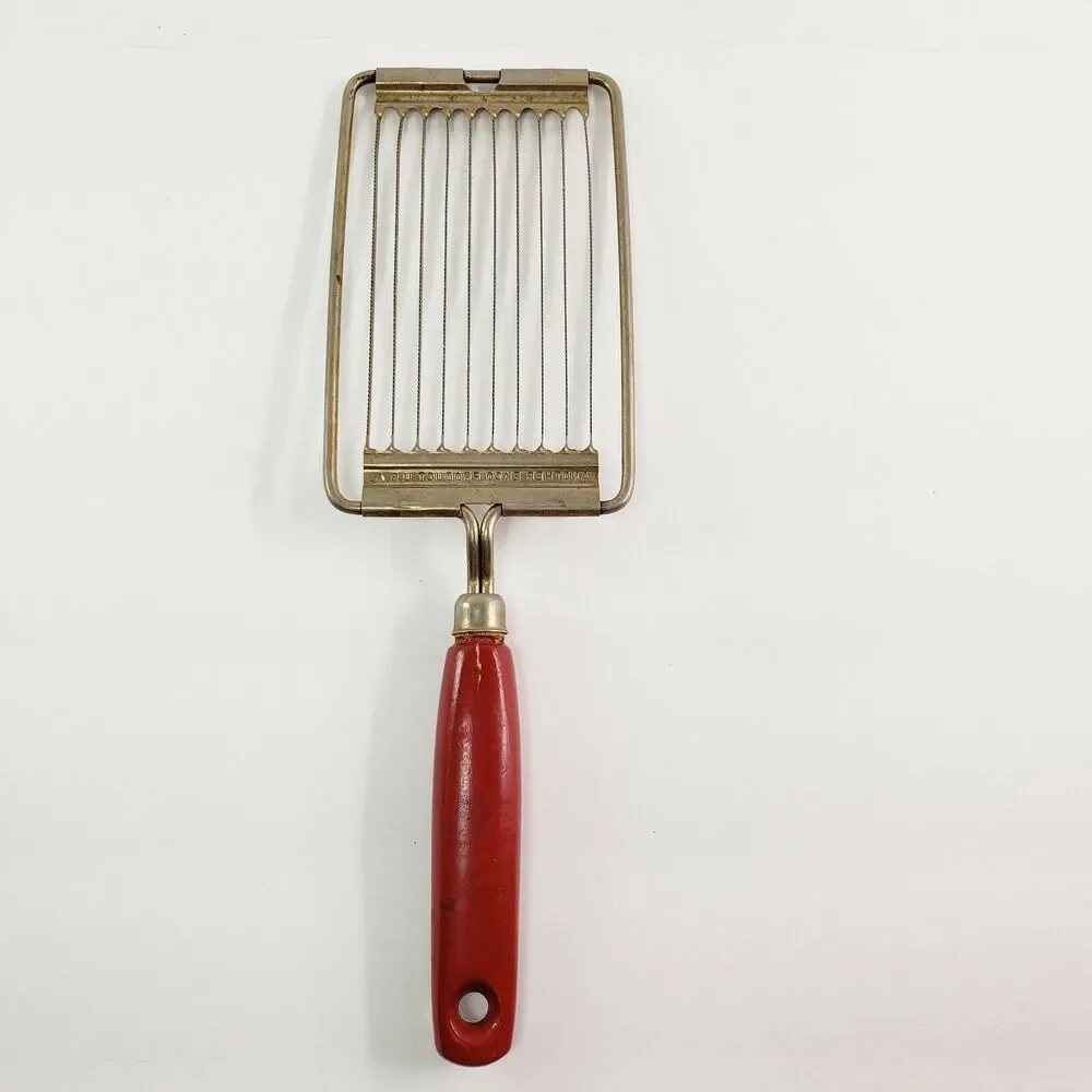 Vtg Ekco Slicer Red Wood Handle Cheese Tomato Kitchen Utensil Gadget USA